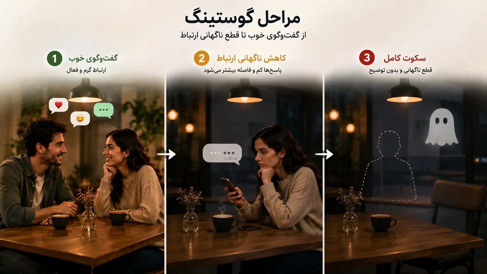 مراحل گوستینگ از گفت‌وگو تا قطع ناگهانی ارتباط